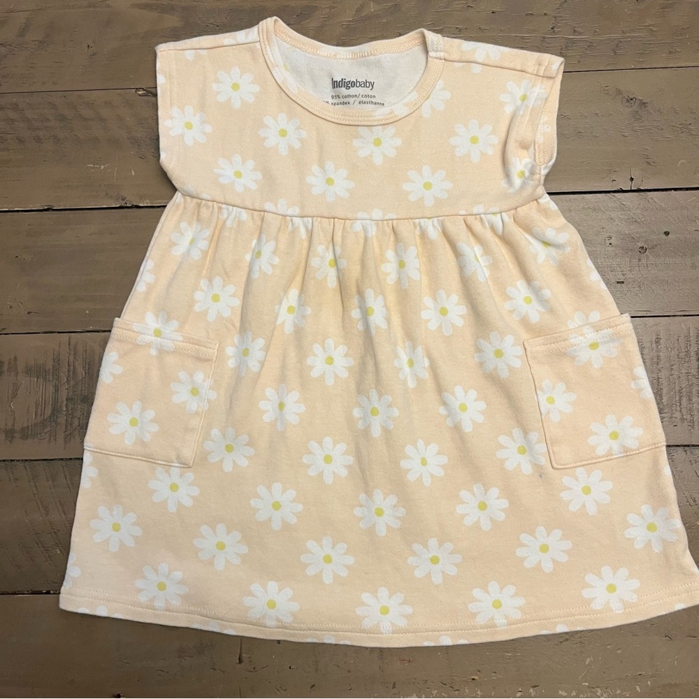 18-24M Indigo peach floral cotton dress